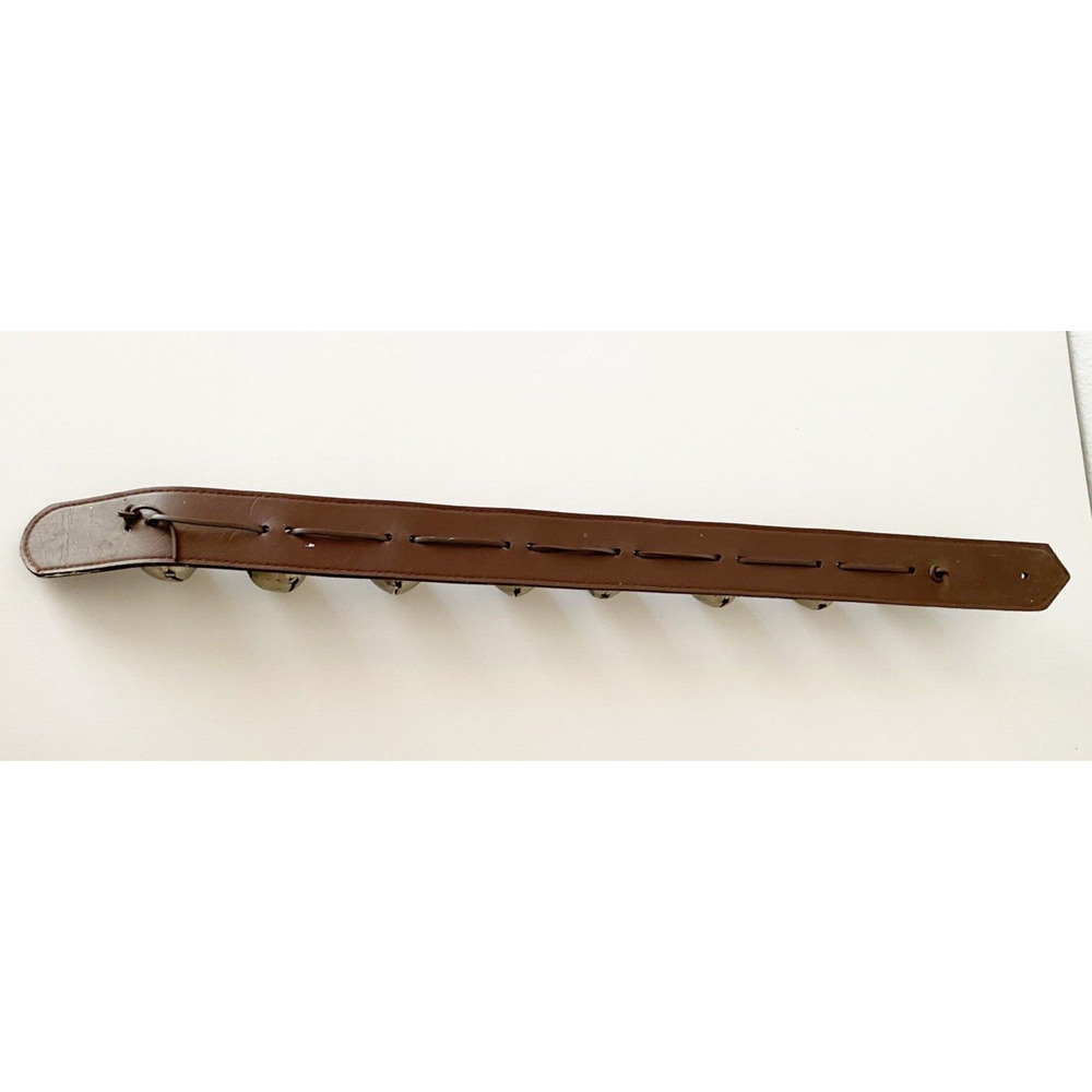 Vintage Sleigh Bells Leather Strap 8 Bells Christmas Holiday Decor Door 24" - Picture 2 of 6